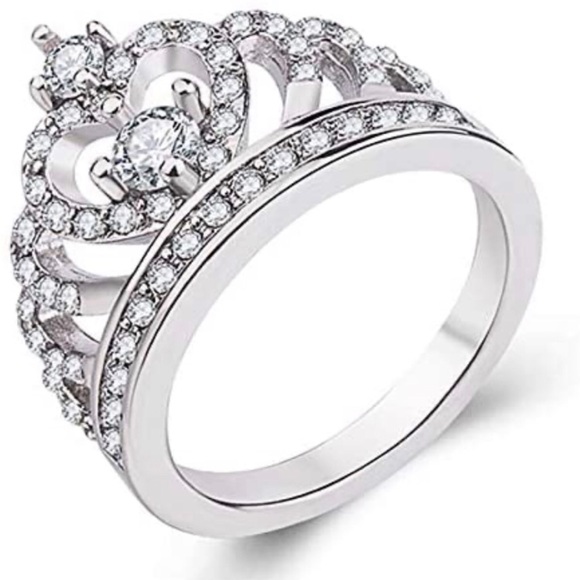 925 Sterling Silver Diamond Crown Ring - Picture 3 of 4